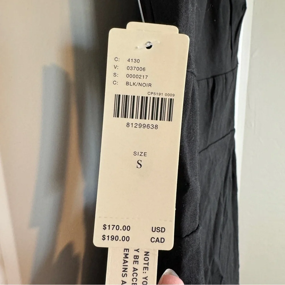 Anthropologie Linen Blend The Blythe Square Neck Tiered Dress Black Small NWT - Picture 9 of 12